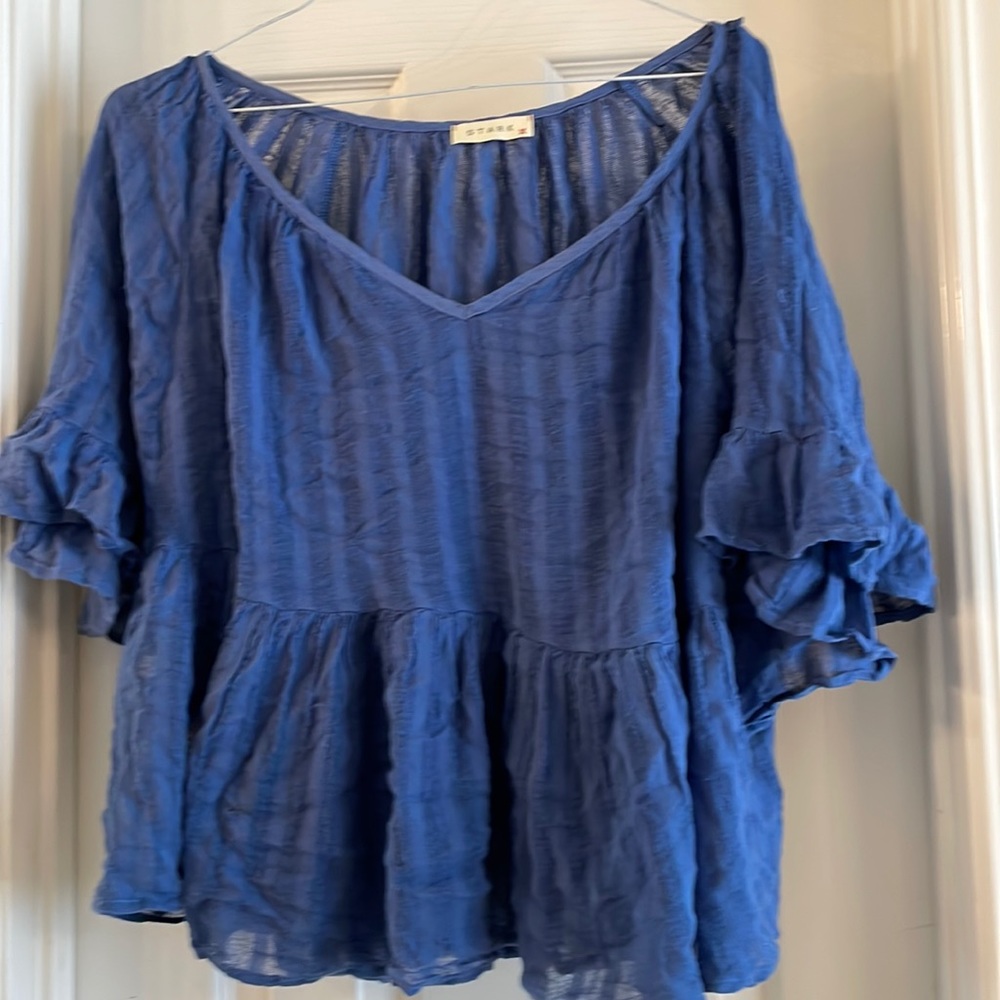 Blue gauze top